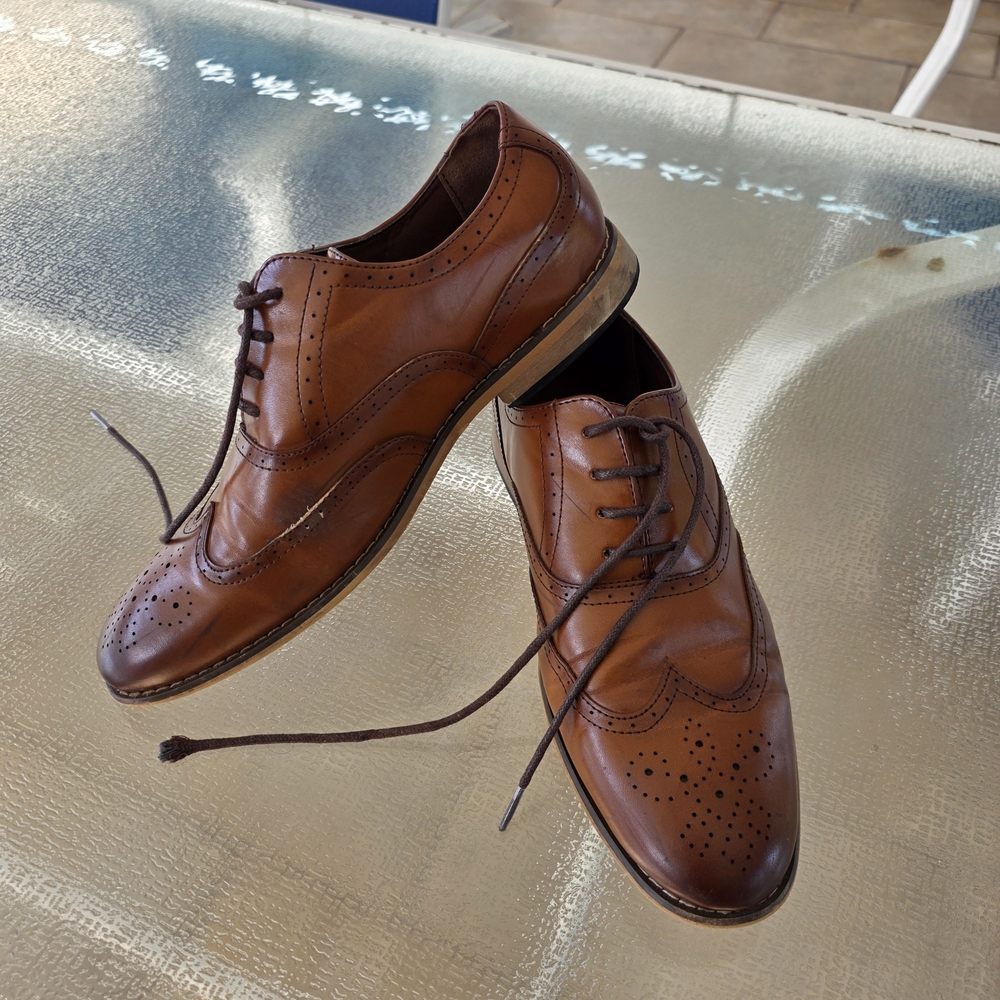 Stacy Adams Boys Brown Wingtip Oxfords Classic Dress Formal Shoes - Picture 4 of 9